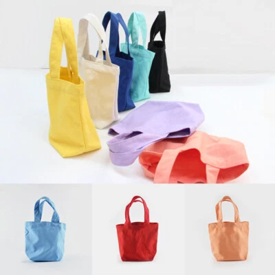 Foldable Shopping Bag Lunch Bags Canvas Tote Women Small Handbag Grocery Food - Image 1 of 4