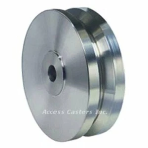 Rueda de ranura en V de acero inoxidable W-420-SV-3/4 4"" X 2", diámetro liso de 3/4"", capacidad de 800 lb - Imagen 1 de 1