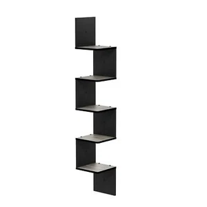 Wall Mount Floating Corner Shelf 5-Tier Square French Oak Grey/black - Picture 1 of 6