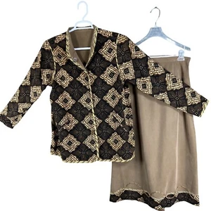 Koos Of Course Womens L Reversible Top/Jacket & Skirt Set Art To Wear Lagenlook - Picture 1 of 19