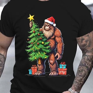 Men's Christmas Bigfoot 3D Printed T-shirtFit Style, Adult Fashion, Outdoor Top - Picture 1 of 7
