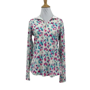 Sansoleil Shirt Womens M Medium Multi UV Cooling 1/4 Zip Polka Dot Mesh Panel - Picture 1 of 10