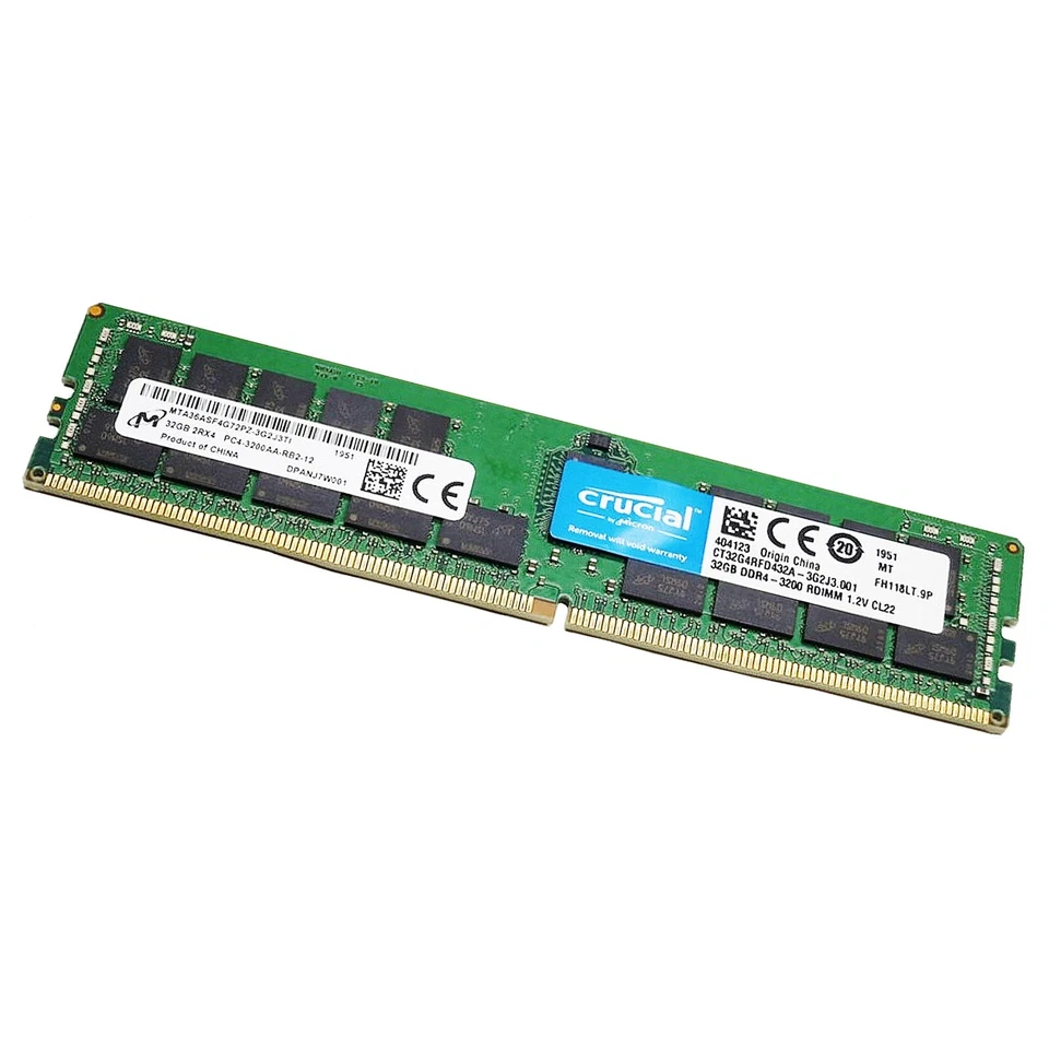 Crucial (4x 32GB) DDR4 3200MHz PC4-25600 ECC REG Memory - Image 1 of 1