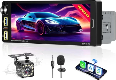 Autoradio Bluetooth 1 DIN Stereo Auto Bluetooth Compatibile Con Wireless Carplay - Immagine 1 di 4