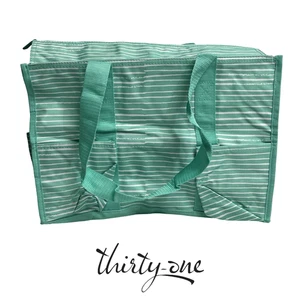 Thirty-One Utility-Damentasche Reißverschluss oben organisiert AL40 Miami Streifen neu - Bild 1 von 9