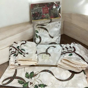 Lenox Holiday Nouveau Tartan Tablecloth 60 X 120 8-Napkins & Placemats Lot NEW - Picture 1 of 12