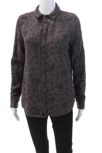 CP Shades Womens Cotton Floral Long Sleeve Button Up Blouse Top Purple Size XS - Picture 1 of 6