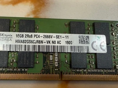 16GB SK Hynix 2Rx8 PC4-2666V DDR4 CL19 SODIMM RAM HMA82GS6CJR8N Laptop RAM - Image 1 of 3
