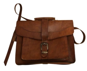 Vintage Retro Ledertasche Tasche Umhängetasche Lehrer braun aus Portugal unisex - Bild 1 von 4