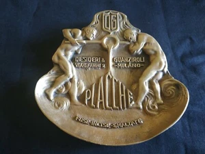 PLACCHE FUSE DESIDERI & GUANZIROLI MILANO OTTONE PLACCA POSACENERE SVUOTA TASCHE - Foto 1 di 2