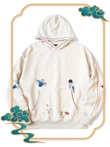 MAYSAINT VOGEL BLUMENSTICKEREI HOODIE KAPUZENPULLOVER CAPITAL SWEATSHIRT PULLOVER - Bild 1 von 9