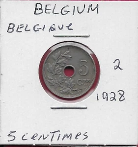 BELGIEN 5 RAPPEN 1928 BELGIEN, DAS KÖNIGLICHE MONOGRAMM VON KÖNIG ALBERT I IST UMGEBEN - Bild 1 von 2