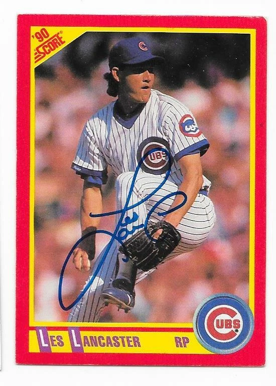 LES LANCASTER 1990 SCORE AUTOGRAPHED SIGNED # 413 CHICAGO CUBS