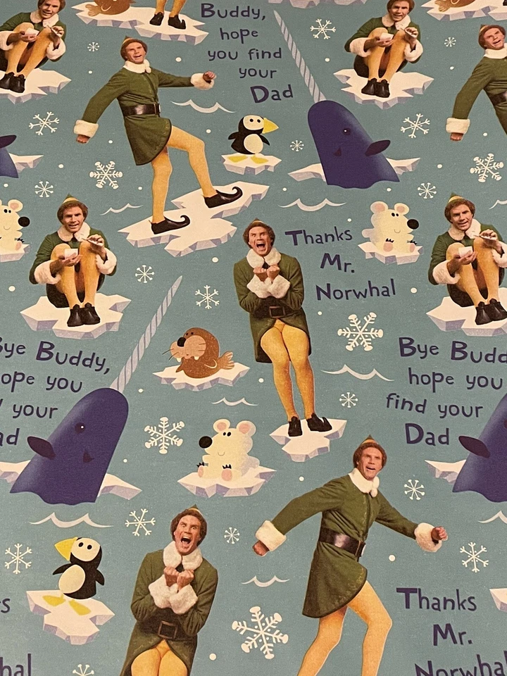 PLUS MARK LLC ELF Movie Buddy Gift Wrapping Paper 2 Yard FOLDED Decoupage Will Ferrell Norwhal
