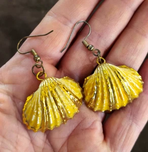 orecchini di design chiusura monachella a conchiglia - vtg earrings - Picture 1 of 3