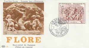 Enveloppe 1er jour Sculpture de Carpeaux Triomphe de Flore 1970 PAC - Imagen 1 de 2