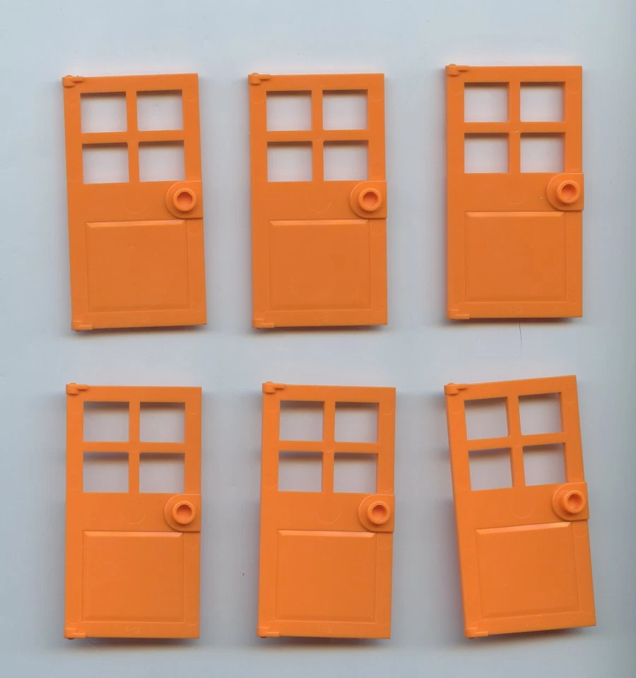 LEGO x 6 Puerta Naranja 1 x 4 x 6 con 4 Paneles y Manija de Perno Foto 1 de 1