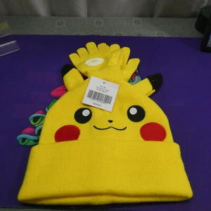 Hobby Lobby Pokemon Unisex Kid's Pikachu Beanie & Glove Set Yellow One Size NWT - Picture 1 of 3