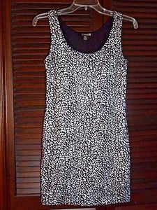FOREVER 21 Sleeveless Short Tank Shift Dress, Black with Silver Print, Size M - Picture 1 of 8