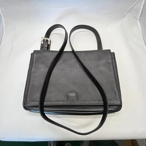 Lamarthe Paris Black Leather Flap Front Crossbody Handbag Purse Made In Italy - Picture 1 of 9