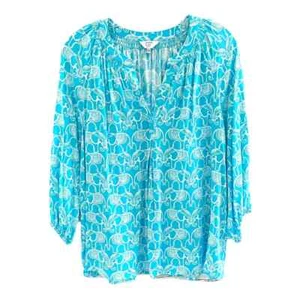 Crown & Ivy Elefantenmuster Top Aqua/Weiß Größe PXL - Bild 1 von 12