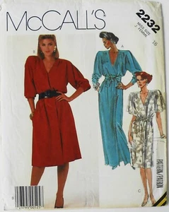 McCalls 2232 Misses Dress Sash Sewing Pattern Sz 16 - Picture 1 of 1