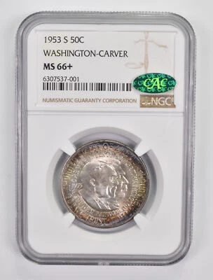 MS66+ 1953-S Washington-Carver Commemorative Half Dollar - CAC NGC *9959 - Image 1 of 3