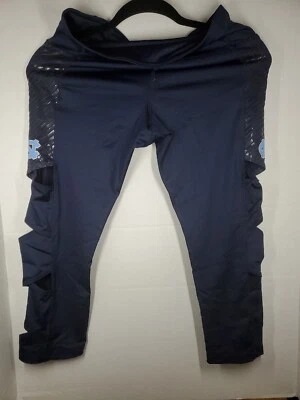 UNC North Carolina Tar Heels Navy Blue Athletic Crop Capri Leggings L - Image 1 of 4