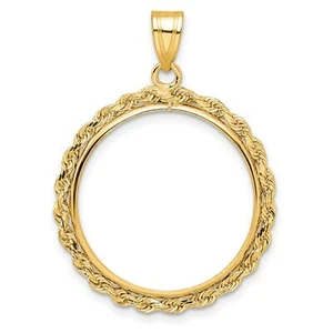 1986-Now $10 1/4 oz American Eagle Prong Set Knotted Rope Coin Bezel in 14k Gold - Picture 1 of 7