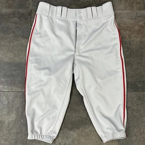 Mizuno Baseball Pants Adult Large Short Pant Knicker Softball Grey Red Piped - Picture 1 of 14