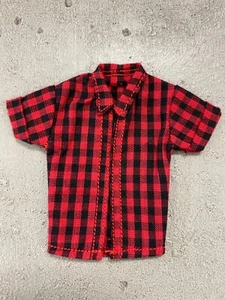 MO-CH-S-RD: 1/12 open front Short sleeve checker shirt for 6" Slim body - Red - Picture 1 of 3