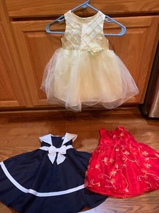 Lot of 3 Quality Sz 2T Dresses - NWT Yellow, Sailor Dress & Red Fancy - Picture 1 of 11