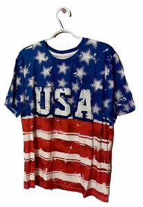T-shirt girocollo manica corta comoda elasticizzata USA e bandiera 4 luglio uomo - Foto 1 di 8