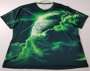 T-shirt Earth uomo 3XL XXXL verde galassia spazio manica corta girocollo maglietta elasticizzata - Foto 1 di 9