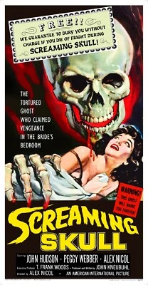 THE SCREAMING SKULL (1958) - 41"x79" enorme pôster restaurado de filme de terror!! - Imagem 1 de 4