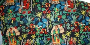 Frida Kahlo inspiriertes indianisches Kostüm schwarzer Hintergrund Baumwollstoff 1 Yd +8 x 45 W - Bild 1 von 3