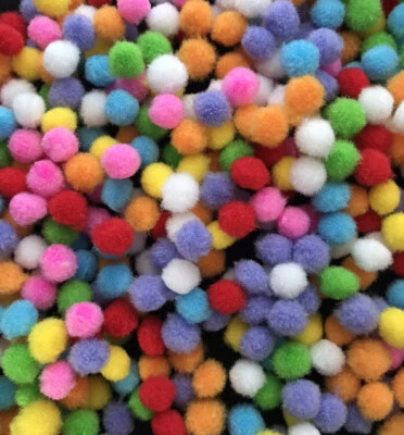500 X Mixed Colour Pom-poms For Crafting Approx 9mm - Image 1 of 4