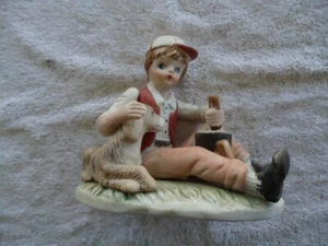 figura de porcelana niño con perro de Brinns - Imagen 1 de 2