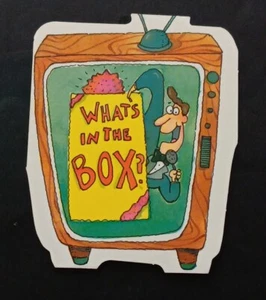 Unused Vintage 3"×4" Greeting Card & Env "What's In The Box?!?!" Die Cut TV - Picture 1 of 4