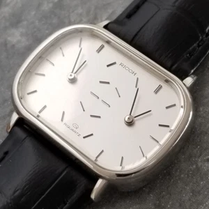 Serviced 1980 Ricoh Riquartz Dual Dial Men's Watch + Box New Batteries VERY RARE - Picture 1 of 24