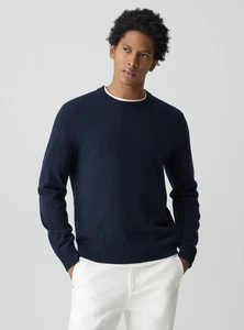 Neu mit Etikett THEORY Herrenpullover S Hilles marineblau Kaschmir Rundhalsausschnitt - Bild 1 von 6