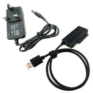 USB 3.0 to SATA 22pin Cable PC 2.5 3.5 SSD Hard Drive External Adapter 12V Power - Picture 1 of 9