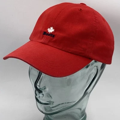 Roots Canada Cap Red Adjustable StrapBack Embroidered Maple Leaf 6 Panel Dad Hat - Image 1 of 4