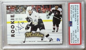2019 UD BUYBACKS Evgeni Malkin PSA 8.5 #3/4 RC AUTO FLEER ULTRA ROOKIE 2006 Pens - Picture 1 of 4