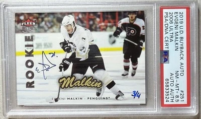 2019 UD BUYBACKS Evgeni Malkin PSA 8.5 #3/4 RC AUTO FLEER ULTRA ROOKIE 2006 Pens - Image 1 of 4