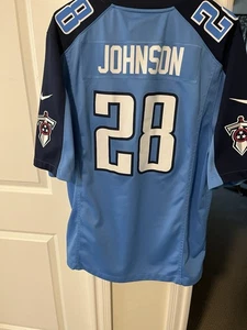 Tennessee Titans Jersey Men Large Nike Blue Elite Sewn On Field Chris Johnson - Picture 1 of 8