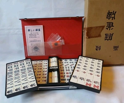 Riichi Mahjong Set 144 Tiles Dice Token Mah Jong Jongg Superb Condition Japanese - Image 1 of 4