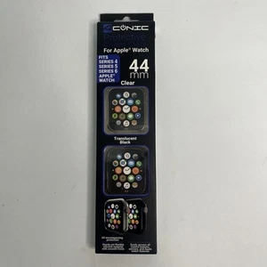 aconic apple watch boitier pare choc série 4 5 6 noir translucide transparent 44mm en boite - Photo 1 sur 4