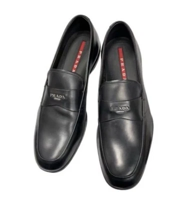 Prada Round Toe Loafer Black Leather 9 - Image 1 of 4