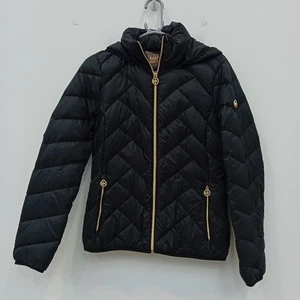 Michael Kors Packable Down Jacket Size Small Womens Black Hooded 90/10 FLT-FPL - Picture 1 of 9